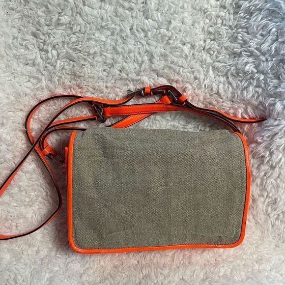 Theyskens Theory Flap Shoulder/crossbody Bag neon orange leather & khaki fabric - Picture 6 of 16